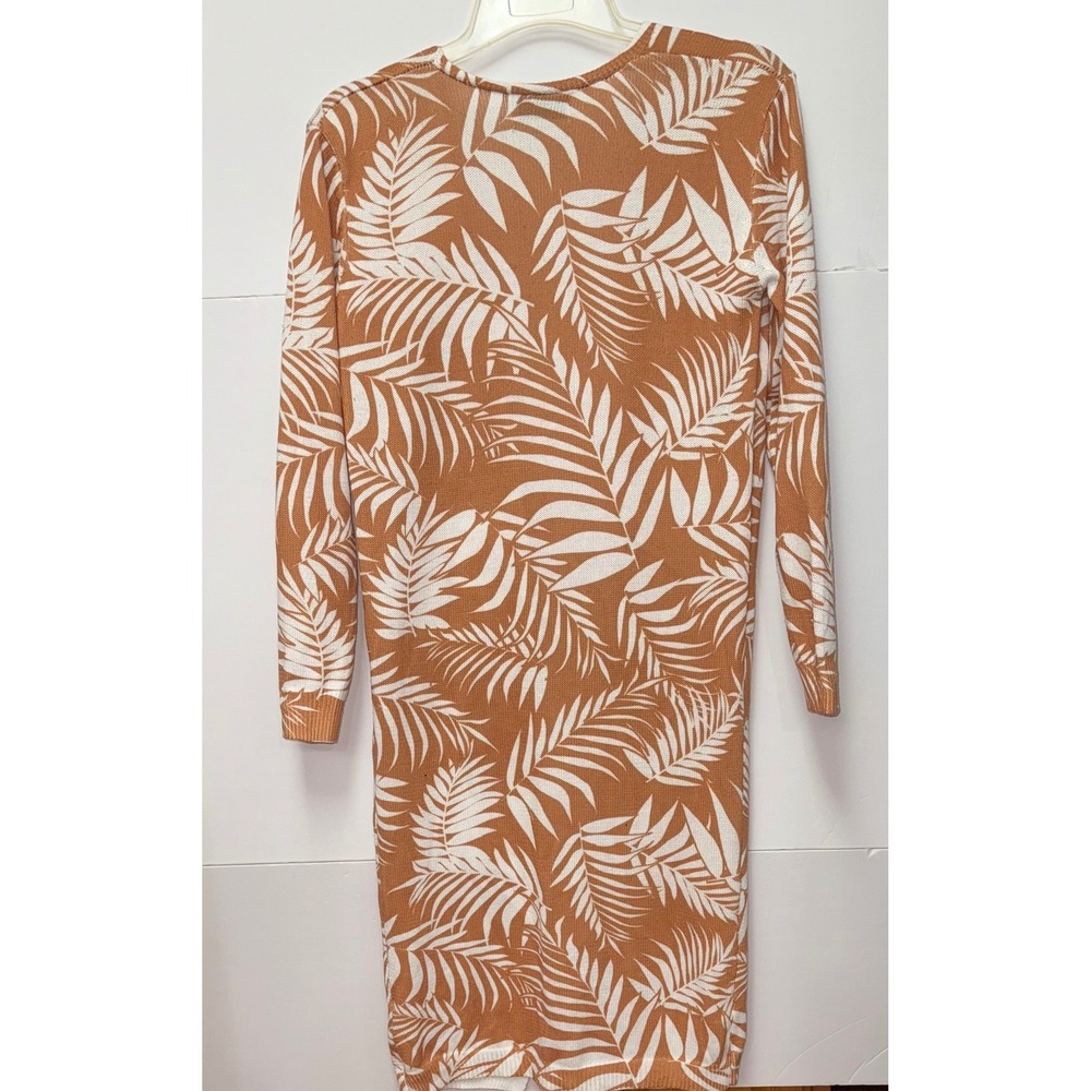 Late Night Apparel Open Front Cardigan Sweater Tropical Print Sz S Minimalist - Picture 2 of 11